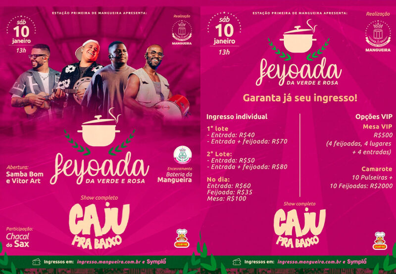 Mangueira abre 2026 com Feijoada e Show Completo do grupo Caju Pra Baixo