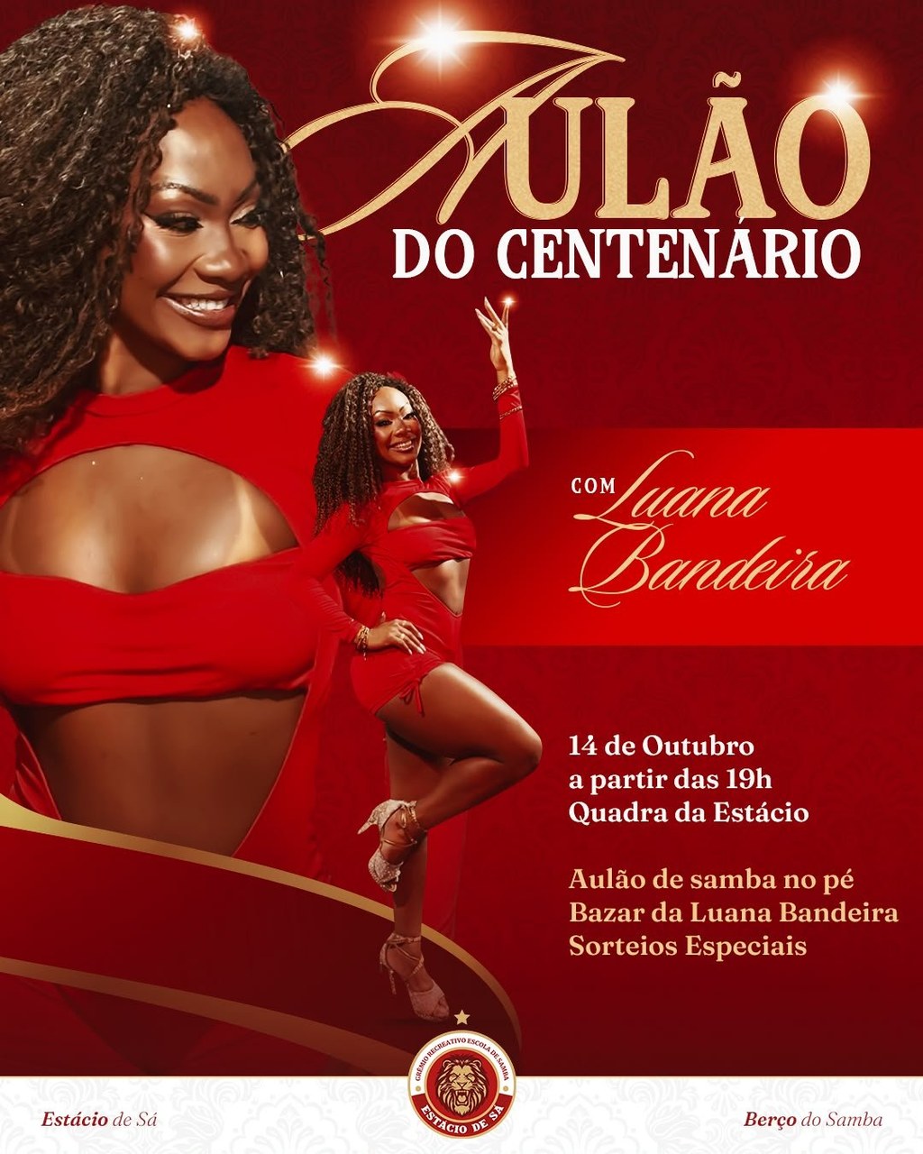 Musa Luana Bandeira comemora centenário da Estácio com aulão de samba gratuito