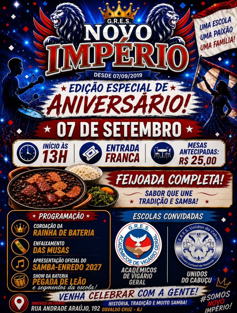 Novo Império faz festa em Osvaldo Cruz com coroação de rainha e novo samba