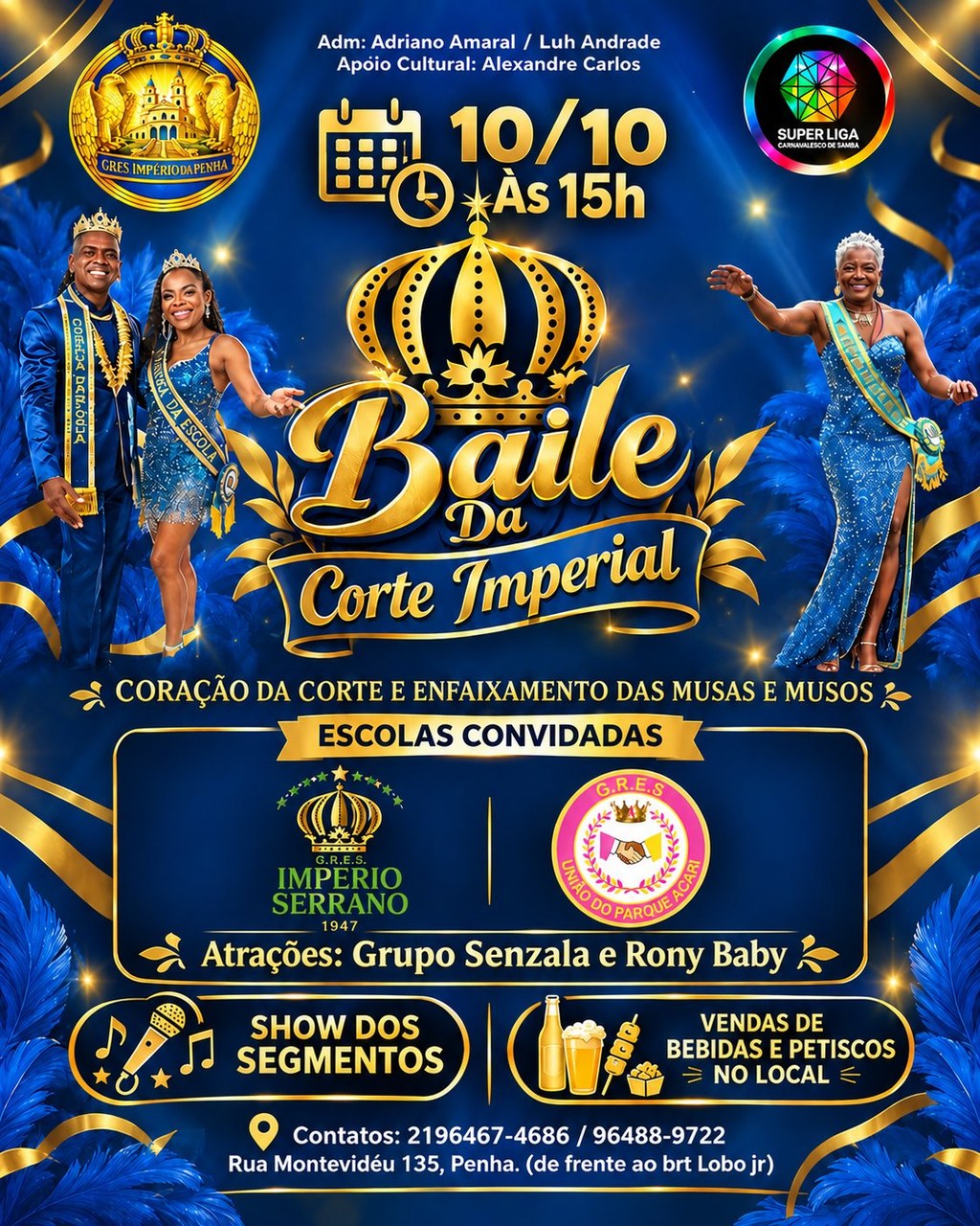 Império da Penha faz festa na Zona Norte com coroação de musas e muito samba