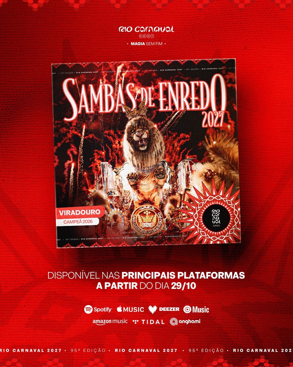 Viradouro brilha na capa do álbum dos sambas de enredo do Rio Carnaval 2027